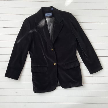 black velvet jacket | 80s 90s vintage Liz Claiborne jet black dark academia gothic velvet blazer 