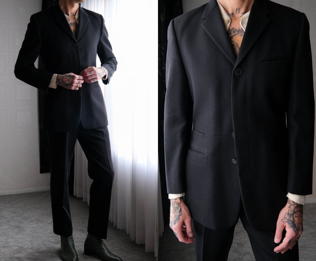 Vintage 80s GIANNI VERSACE Black Military Winter Wool