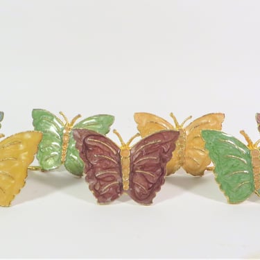Vintage Butterfly Napkin Rings - 7 Enamel Butterfly Napkin Rings 