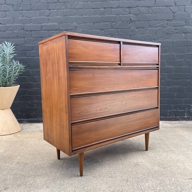 Mid-Century Modern Walnut Highboy Dresser by Dixie Furniture, c.1960’s 