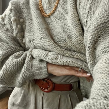 vintage textured fuzzy heathered popcorn oversized wool sweater 