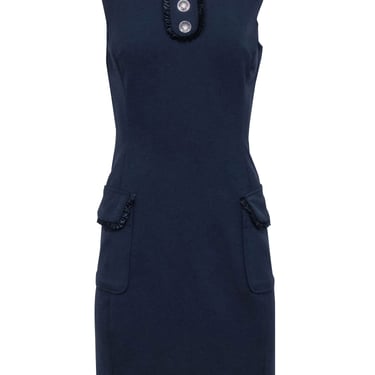 Nanette Lepore - Navy Blue Dress w/ Ruffle Trim Sz 4