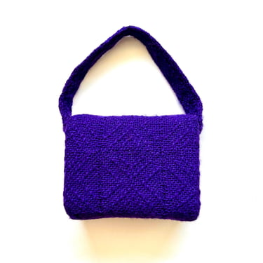 Vintage 50s 60s Knit Bag Purple Mod Sweater Handbag 1950s 1960s Structured Purse 