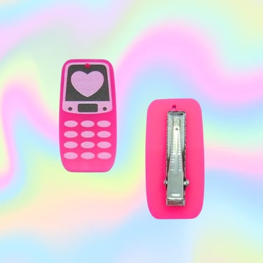 Cell Phone Hair Clip - Cute Y2K Aesthetic Pink Barrette 
