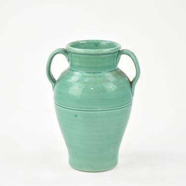 Pottery Barn Sea Green Glazed Ceramic Vase 