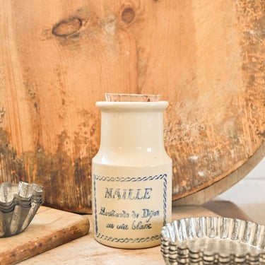 vintage french "maille" jar, blue typography