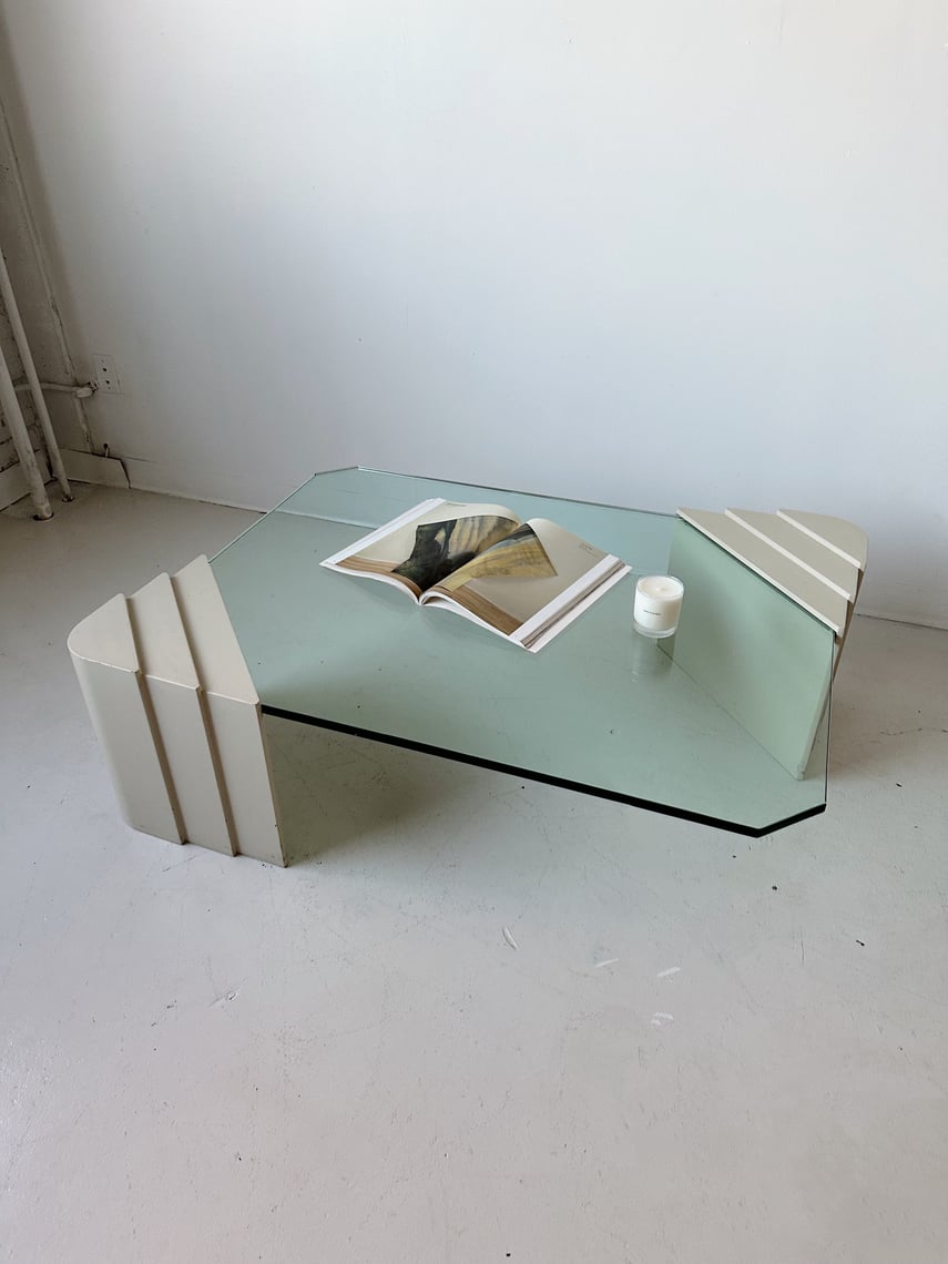 ART DECO GLASS COFFEE TABLE, 80's Maison Singulier Outremont