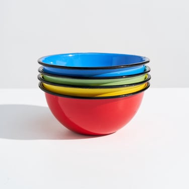 Vintage Polish Enamel Bowls by Huta Silesia // Colorful Mid-Century Enamelware // Made In Poland // Set of 4 