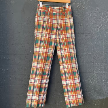 Plaid 1970s Trousers / W: 30”