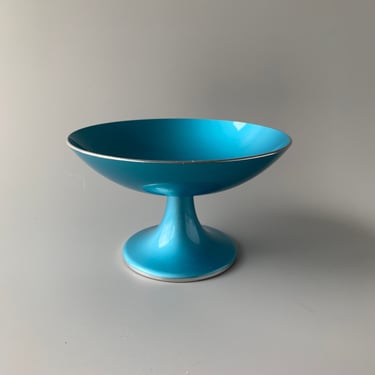 RARE Emalox Norway Metallic Aqua Enameled Aluminum Candy Dish Compote 