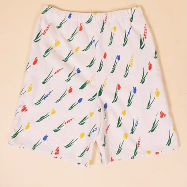 White Primary Color Tulip Print Shorts By Maria, M