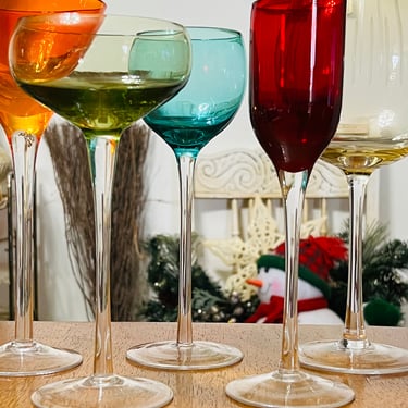Wine Glasses Stemware Mismatched Set Colorful Bar Glass set 