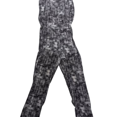 Derek Lam - Grey Abstract Print Silk Open Back Jumpsuit Sz 8