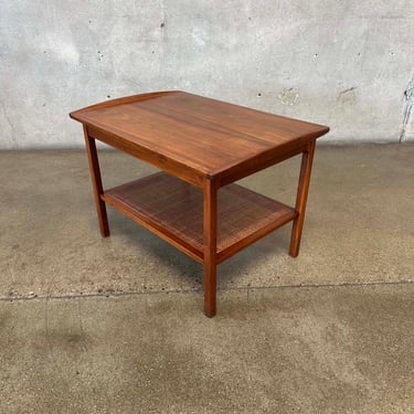 Mid Century Walnut &amp; Cane End/ Side Table
