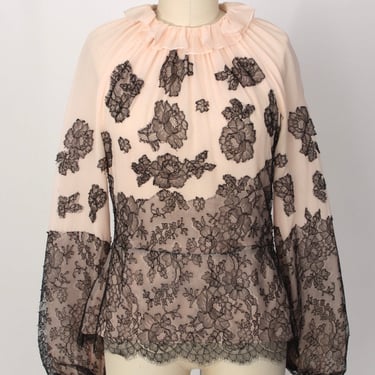 Oscar De La Renta Chiffon Lace Blouse