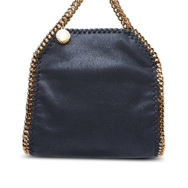 Stella Mccartney Donna Tiny 'Falabella' Tote Bag In Navy Recycled Polyester Blend