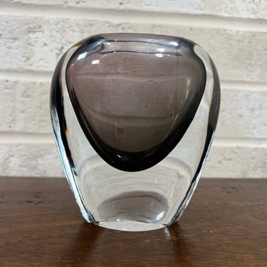 Beautiful Italian Vase - Small Purple-Grey Sommerso Murano Art Glass - Vintage 1980s 