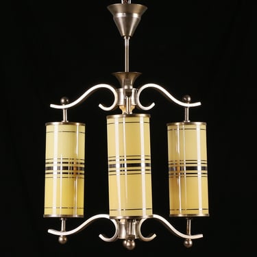 Art Deco Chandelier With Yellow Glasses 