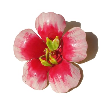 Vintage Pink Enameled Flower Brooch – Original by Robert 