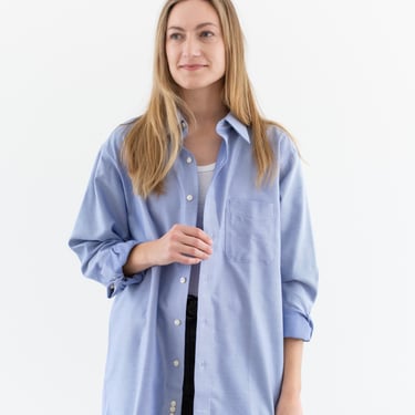 Vintage Light Blue Button up Shirt | Unisex 100 Cotton Work Studio Tunic | M L | 