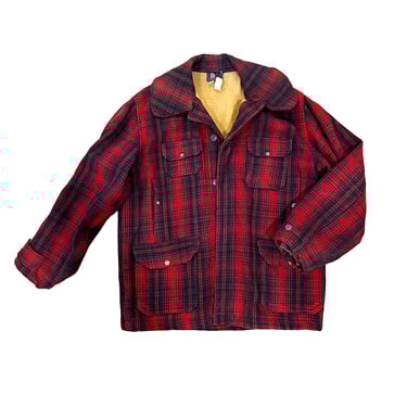 Early 1940s Woolrich Buffalo Plaid Hunting Jacket, Mackinaw Wool Flannel, True Vintage Classic Wool Coat, Vintage Hunting Coat / Made In USA 