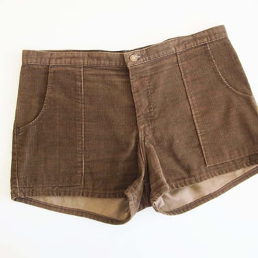 Vintage OP Style Corduroy Shorts 34 35 Waist - 80s Brown Cord Shorts - Solid Color Non Elastic Waist Surf Summer Cords Shorts Unisex 