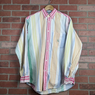 Vintage 90s Natica Pastel Stripes ORIGINAL Button Down Shirt - Medium 