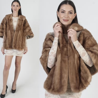 Womens Real Mink Fur Stole, Vintage 60s Bridal Wrap, MOTB Bridesmaids Cape 