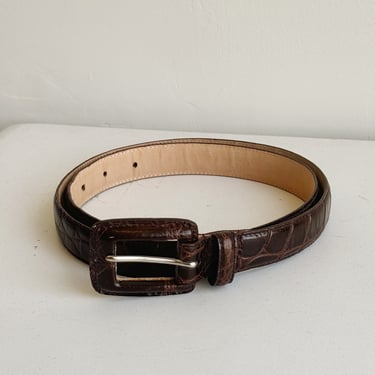 Chocolate Croc Leather Belt