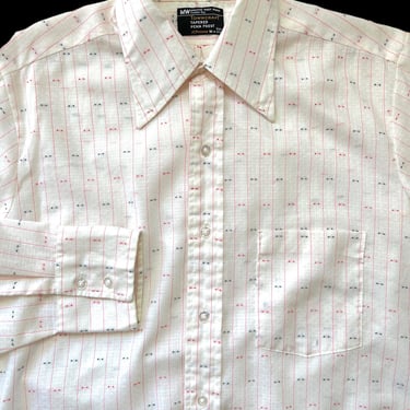 Vintage 1970s JC Penney TOWNCRAFT Button-Up Shirt ~ M ~ Spearpoint / Dagger Collar ~ Embroidered ~ Lightweight / Spring / Summer 