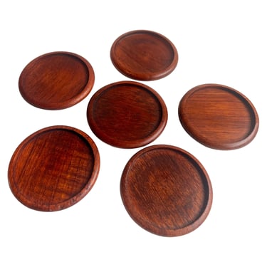 Set of Six Teak Drink Coasters, 1960's