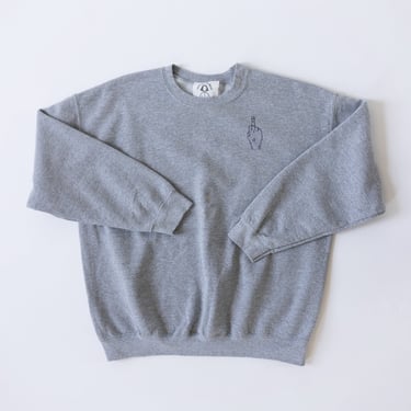 Embroidered Buzz Off Sweatshirt in Grey