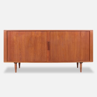 Danish Modern Teak Tambour Door Credenza by H.P. Hansen