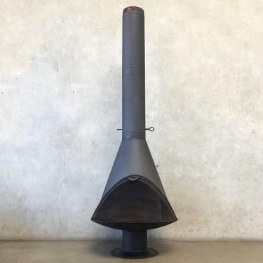 Vintage Mid Century Matte Black Conical Fireplace