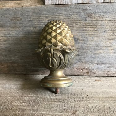 French Gilded Finial, Small Lamp Post, Pineapple, Pine Cone, Architectural, Chateau Decor 