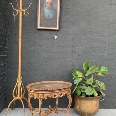 Asian Carved Wood Table w/ Removable Tray