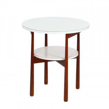 1960s Two-Tier Jens Risom Walnut Side Table / Pedestal