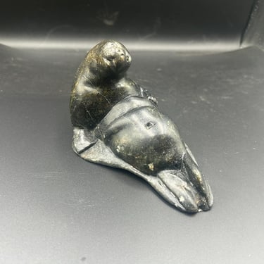 Inuit soapstone sculpture signed 