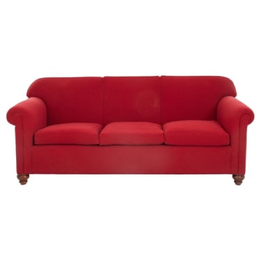 George Smith Style Red Chenille Three-Seater Sofa