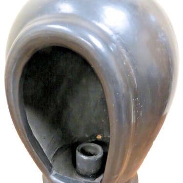 Vintage Mexican Folk Art Candle Holder Oaxaca Mexico Barro Negro Pottery 1950's 