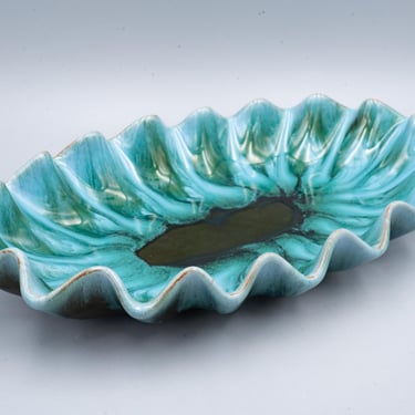 Blue Mountain Green and Turquoise Console Bowl | Vintage Canadian Pottery 