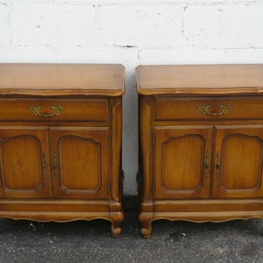 Daniel Jones French Cherry Large Tall Pair of Nightstands Side End Tables 2874