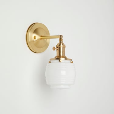 Farmhouse lighting - brass wall sconce - jelly jar - vanity fixture 