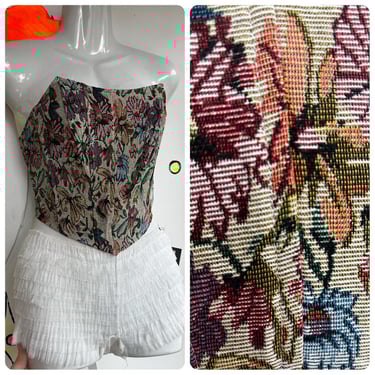 Vintage 90s Y2K | Tapestry Lace Up Fairy Core Cottage Core Bustier Corset 