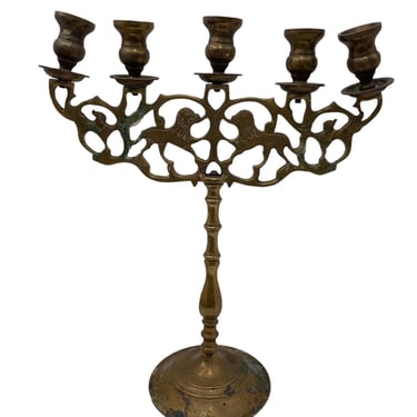 Single Judaic Brass Five-Light Candelabra c1800 JW169-20
