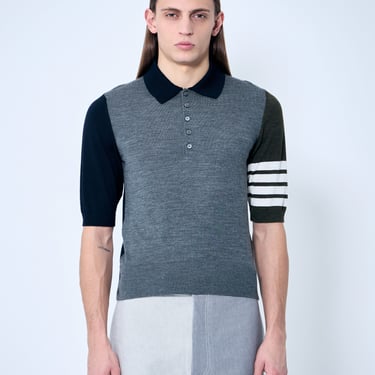 Thom Browne Men Jersey Four-Bar Polo Shirt