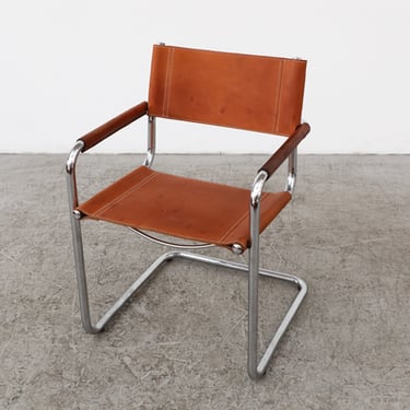 Marcel Breuer Inspired Leather and Chrome Chair