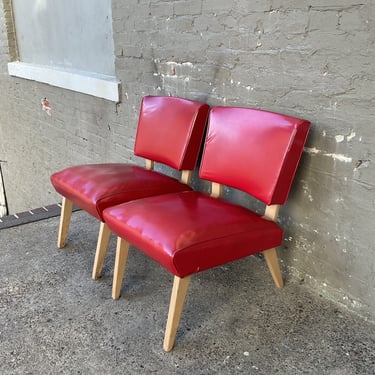 Pair of MCM Vinyl Slipper Chairs