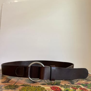 Eddie Bauer Brown Genuine Leather Made in Italy Silver Ring Wrap Belt - M/L 