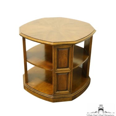 HIGH END Italian Neoclassical 26" Octagonal Tiered Accent End Table w. Bookmatched Top 43-5300 